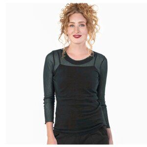 CYNTHIA ASHBY Mesh top  LAGENLOOK ART TO WEAR NWT DARK TEAL M AND AVAILABLE L